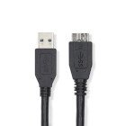 USB-kabel | USB 3.2 Gen 1 | USB-A Han | USB Micro-B han | 5 Gbps | Nikkelplateret | 0.50 m | Runde | PVC | Sort | Label #1