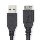 USB-kabel | USB 3.2 Gen 1 | USB-A Han | USB Micro-B han | 5 Gbps | Nikkelplateret | 1.00 m | Runde | PVC | Sort | Label #1