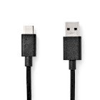 USB-kabel | USB 3.2 Gen 1 | USB-A Han | USB-C Han | 15 W | 5 Gbps | Nikkelplateret | 1.00 m | Runde | PVC | Sort | Label #1