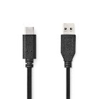 USB-kabel | USB 3.2 Gen 2 | USB-A Han | USB-C Han | 60 W | 10 Gbps | Nikkelplateret | 1.00 m | Runde | PVC | Sort | Label #1