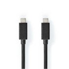 USB-kabel | USB 3.2 Gen 2 | USB-C Han | USB-C Han | 100 W | 4K@60Hz | 20 Gbps | Nikkelplateret | 2.00 m | Runde | PVC | Sort | Label #1