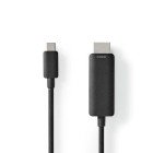 USB-C Adapter | USB 3.2 Gen 1 | USB-C Han | HDMI Stik | 4K@60Hz | 1.00 m | Runde | Nikkelplateret | PVC | Sort | Label #1