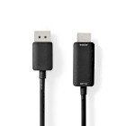 Displayport kabel | DisplayPort Han | HDMI Stik | 4K@60Hz | Nikkelplateret | 2.00 m | Runde | PVC | Sort | Plastikpose #1