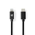 Lightning Kabel | USB 2.0 | Apple Lightning 8-pin | USB-C Han | 480 Mbps | Nikkelplateret | 2.00 m | Runde | PVC | Sort | Konvolut #1