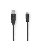 USB-kabel | USB 2.0 | USB-A Han | USB Micro-B han | 480 Mbps | Nikkelplateret | 1.00 m | Fladt | PVC | Sort | Konvolut #1