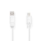 USB-kabel | USB 2.0 | USB-A Han | USB Micro-B han | 480 Mbps | Nikkelplateret | 1.00 m | Fladt | PVC | Hvid | Konvolut #1