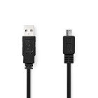 USB-kabel | USB 2.0 | USB-A Han | USB Micro-B han | 480 Mbps | Nikkelplateret | 1.00 m | Fladt | PVC | Sort | Konvolut #1