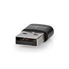 USB-A Adapter | USB 2.0 | USB-A Han | USB-C Hun | 480 Mbps | Runde | Nikkelplateret | Sort | Box #1