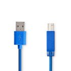 USB-kabel | USB 3.2 Gen 1 | USB-A Han | USB-B han | 5 Gbps | Nikkelplateret | 3.00 m | Runde | PVC | Bl� | Konvolut #1