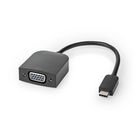 USB-C Adapter | USB 3.2 Gen 1 | USB-C Han | VGA Hun | 1920x1200 | 5 Gbps | 0.20 m | Runde | Nikkelplateret | PVC | Sort | Plastikpose #1
