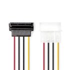 Intern Str�mkabel | Molex Han | SATA 15-Pin Hun | Guldplateret | 0.15 m | Runde | PVC | Flerfarvet | Konvolut #1