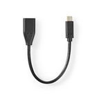 USB-C Adapter | USB 3.2 Gen 1 | USB-C Han | USB-A Hun | 5 Gbps | OTG | 0.20 m | Runde | Nikkelplateret | PVC | Sort | M�rke #1