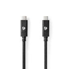 USB-kabel | USB 3.2 Gen 2 | USB-C Han | USB-C Han | 100 W | 4K@60Hz | 10 Gbps | Nikkelplateret | 1.00 m | Runde | PVC | Sort | Box #1