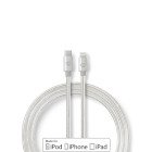 Lightning Kabel | USB 2.0 | Apple Lightning 8-pin | USB-C Han | 480 Mbps | Guldplateret | 1.00 m | Runde | Flettet / Nylon | Aluminium / S�lv | Cover Window Box #1