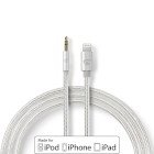 Lightning Adapter | Apple Lightning 8-pin | 3.5 mm Hanstik | Guldplateret | 1.00 m | Runde | Nylon #1