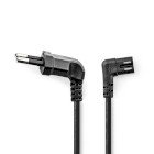 Str�mkabel | Euro Mand | IEC-320-C7 | Vinklet | Venstrevinklet | Nikkelplateret | 2.00 m | Fladt | PVC | Sort | Label #1