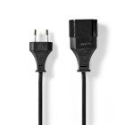 Power Extension Cable | EUR male | EUR Female| 2.0 m | Round | Black | Envelope #1