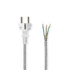 Str�mkabel | Stikprop med sidebens jord  Han | Open | Lige | Lige | Nikkelplateret | 3.00 m | Runde | Bomuld | Hvid | Label #1