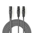 Balanceret Audio kabel | XLR 3-Pin Han | 2x XLR 3-Pin Hunstik | Nikkelplateret | 1.50 m | Runde | PVC | M�rkegr� | Kartonhylster #1