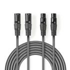 Balanceret Audio kabel | 2x XLR 3-Pin Hanstik | 2x XLR 3-Pin Hunstik | Nikkelplateret | 0.50 m | Runde | PVC | M�rkegr� | Kartonhylster #1