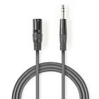 Balanceret Audio kabel | XLR 3-Pin Han | 6.35 mm Hanstik | Nikkelplateret | 1.50 m | Runde | PVC | M�rkegr� | Kartonhylster #1