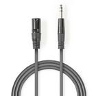 Balanceret Audio kabel | XLR 3-Pin Han | 6.35 mm Hanstik | Nikkelplateret | 3.00 m | Runde | PVC | M�rkegr� | Kartonhylster #1