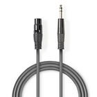 Balanceret Audio kabel | XLR 3-Pin Hun | 6.35 mm Hanstik | Nikkelplateret | 1.50 m | Runde | PVC | M�rkegr� | Kartonhylster #1