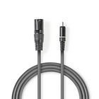 Ubalanceret Lydkabel | XLR 3-Pin Han | RCA Hanstik | Nikkelplateret | 1.50 m | Runde | PVC | M�rkegr� | Kartonhylster #1