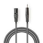 Balanceret Audio kabel | XLR 3-Pin Han | 3.5 mm Hanstik | Nikkelplateret | 3.00 m | Runde | PVC | M�rkegr� | Kartonhylster #1