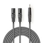 Balanceret Audio kabel | 2x XLR 3-Pin Hanstik | 3.5 mm Hanstik | Nikkelplateret | 3.00 m | Runde | PVC | M�rkegr� | Kartonhylster #1