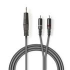 Stereo Audio kabel | 3.5 mm Hanstik | 2x RCA Hanstik | Nikkelplateret | 3.00 m | Runde | M�rkegr� | Kartonhylster #1