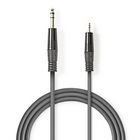 Stereo Audio kabel | 6.35 mm Hanstik | 3.5 mm Hanstik | Nikkelplateret | 3.00 m | Runde | M�rkegr� | Kartonhylster #1