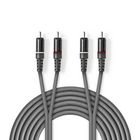 Stereo Audio kabel | 2x RCA Hanstik | 2x RCA Hanstik | Nikkelplateret | 3.00 m | Runde | M�rkegr� | Kartonhylster #1