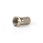 F-Connector | Lige | Han | Nikkelplateret | 75 Ohm | Sl� til | Kabeldiameter: 7.0 mm | Zinc Alloy | S�lv | 5 stk. | Box #1