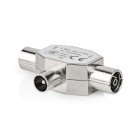 Satellit & Antenne adapter | IEC (Coax) Han | 2x Coax Hun | Nikkelplateret | 75 Ohm | T-Splitter | Metal | S�lv | 1 stk. | Konvolut #1
