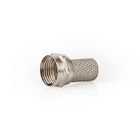 F-Connector | Lige | Han | Nikkelplateret | 75 Ohm | Sl� til | Kabeldiameter: 7.5 mm | Zinc Alloy | S�lv | 25 stk. | Plastikpose #1