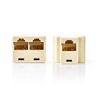 Telecom Network Splitter | RJ45 Hun | 2x RJ45 Female | Guldplateret | Elfenben | PVC | Box #1