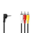 AV-kabel | 3.5 mm Hanstik | 3x RCA Han | Nikkelplateret | 1.00 m | Runde | PVC | Sort #1