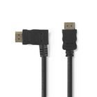 High Speed ​​HDMI ™ kabel med Ethernet | Venstre Hooked HDMI ™ stik | HDMI™ Stik | 4K@30Hz | 10.2 Gbps | 1.50 m | Runde | PVC | Sort | Konvolut #1