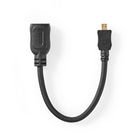 High Speed ​​HDMI ™ kabel med Ethernet | HDMI™ Micro-stik | HDMI ™ -udgang | 4K@30Hz | 10.2 Gbps | 0.20 m | Runde | ABS / PVC | Sort | Mærke #1