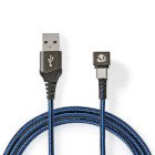 USB-kabel | USB 2.0 | USB-A Han | USB-C Han | 480 Mbps | Guldplateret | 1.00 m | Runde | Flettet / Nylon | Bl� / Sort | Cover Window Box #1