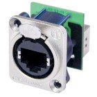 RJ45 gennemf�ringsbeholder, D-formet metalflange med l�sel�s, monteringsskruer inkluderet #1