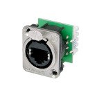 Panelmonteret stik med IDC-punch down-terminaler, metalflange i D-st�rrelse med l�sel�s, max. paneltykkelse 4 mm, monteringsskruer medf�lger #1