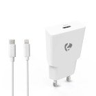 V�goplader | 20 W | GaN | PD3.0 | Hurtigopladningsfunktion | 1.67 A / 2.22 A / 3.0 A | Antal output: 1 | USB-C | Lightning 8-Pin (Loose) kabel | 1.00 m | Automatisk Valgt Sp�nding | Hvid #1