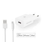 V�goplader | 12 W | Hurtigopladningsfunktion | 1x 2.4 A A | Antal output: 1 | USB-A | Lightning 8-Pin (Loose) kabel | 1.00 m | Single Voltage Output | Hvid #1