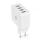 V�goplader | 24 W | Hurtigopladningsfunktion | 4x 2.4 A | Antal output: 4 | 4x USB-A | Uden Kabel | Single Voltage Output | Hvid #1
