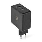 V�goplader | 57 W | PD3.0 45W | Hurtigopladningsfunktion | 2.25 A / 2.4 / 3.0 A | Antal output: 2 | USB-A / USB-C | Uden Kabel | Automatisk Valgt Sp�nding | Sort #1
