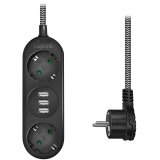 Grenuttag Jordat 2-vgs 3xUSB Flat plugg #1