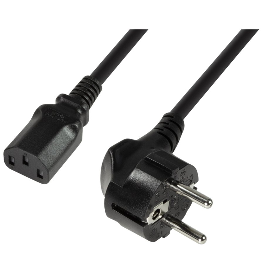 Apparatkabel CEE 7/7 90 - C13 Rak Svart 3m #1