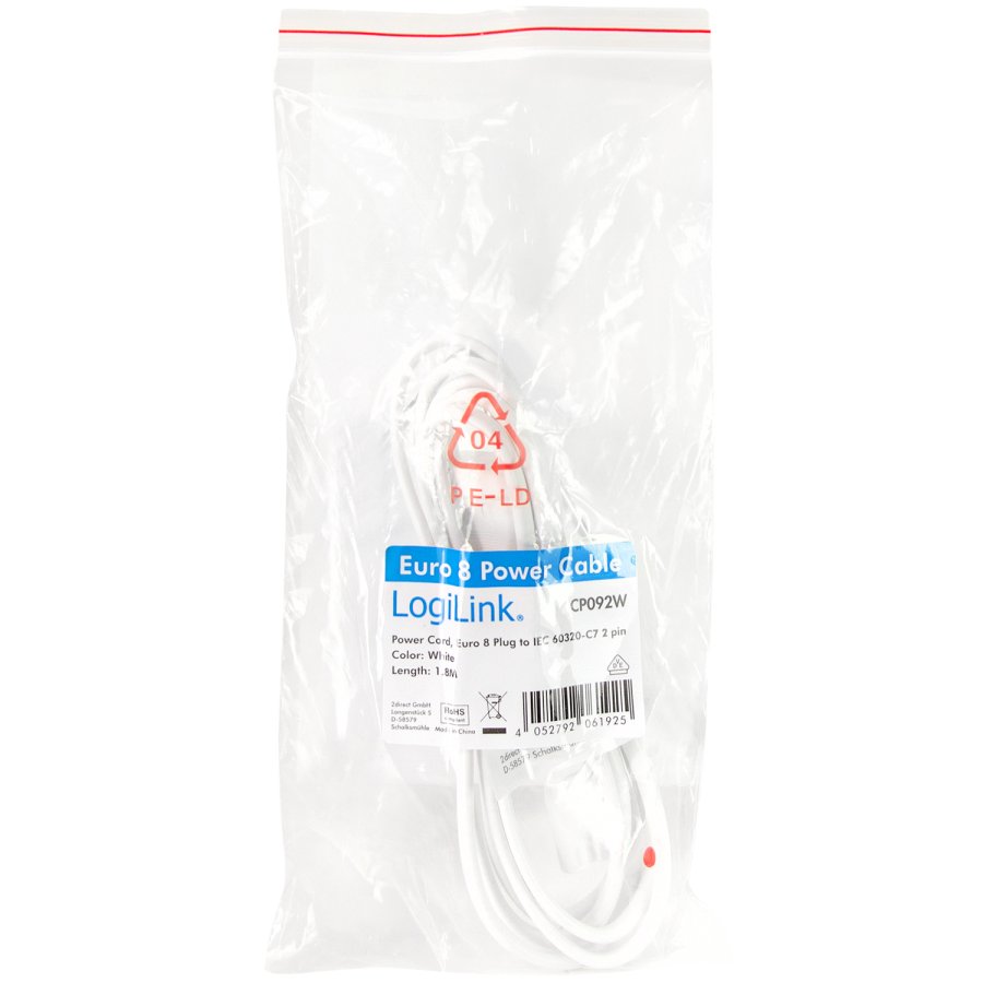 Apparatkabel Euro - C7 Vit 1,8m #4